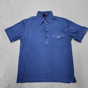Robert Bruce Cotton Where It Counts Men's Blue Solid Golf Polo Shirt Size M